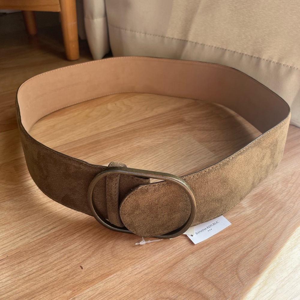 NWT banana republic wide belt, olive green, faux suede